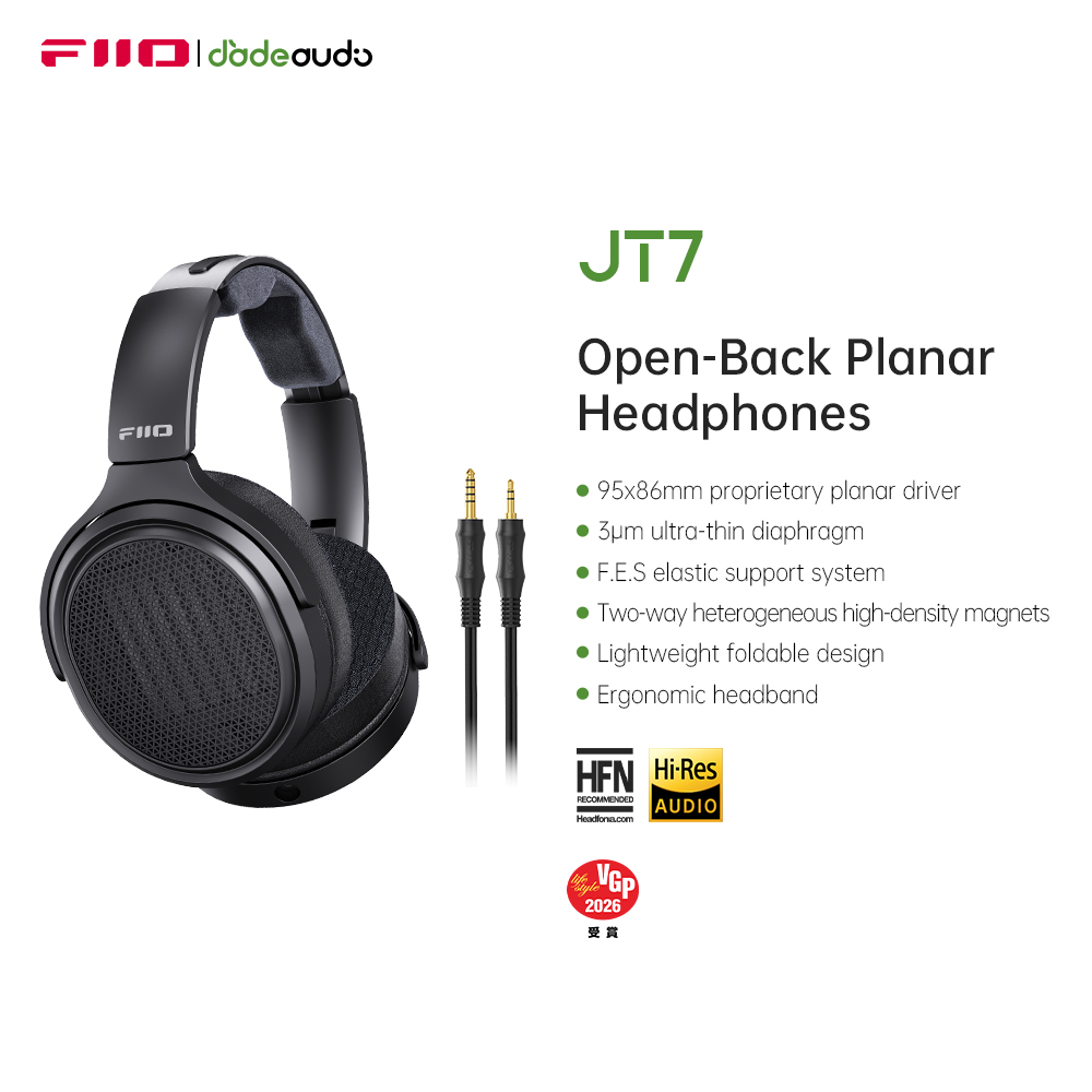 Audiophile Headphone Wired - FiiO JT7 Over-Ear Planar Magnetic Audiophile