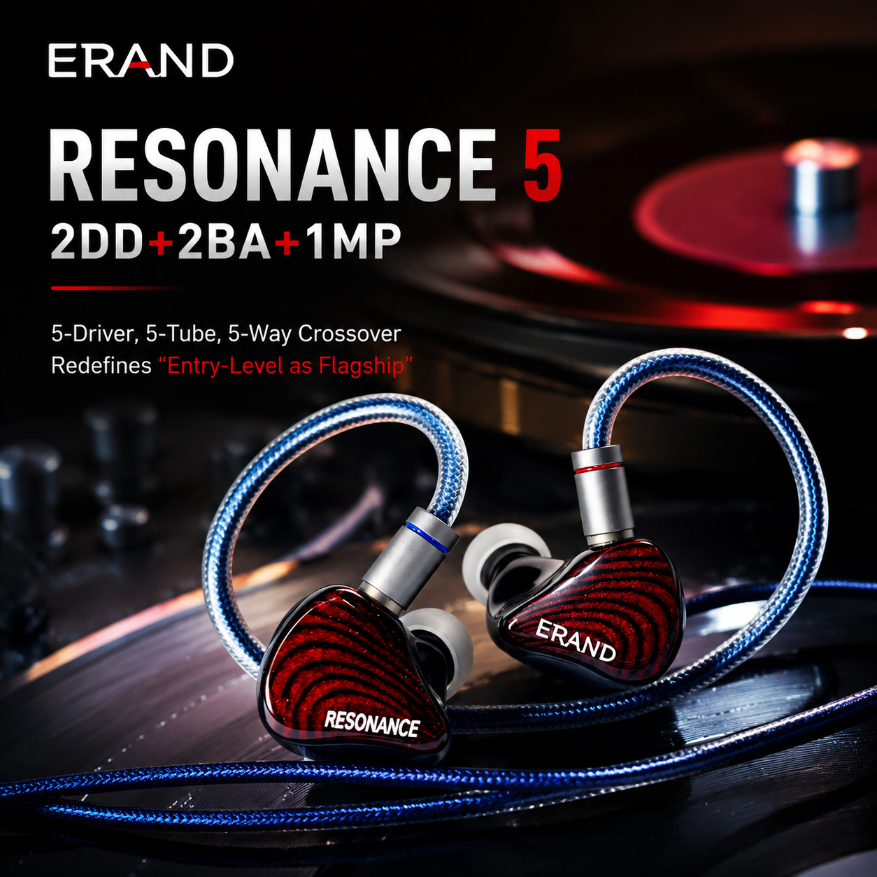 ERAND RESONANCE 5 RED 2DD+2BA+ - Audiophile Headphone Wired 评论和价格